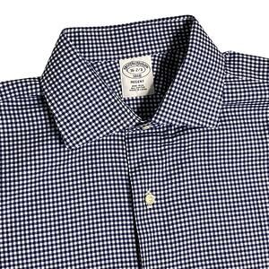 Brooks Brothers Regent Shirt Mens XL 16-2/3 Blue/White Check 1818‎ Cotton Dress